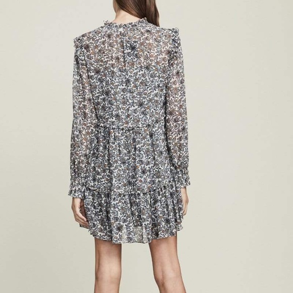 NWT VERONICA BEARD Savile ruffled floral-print silk crepe de chine mini dress - Picture 4 of 10